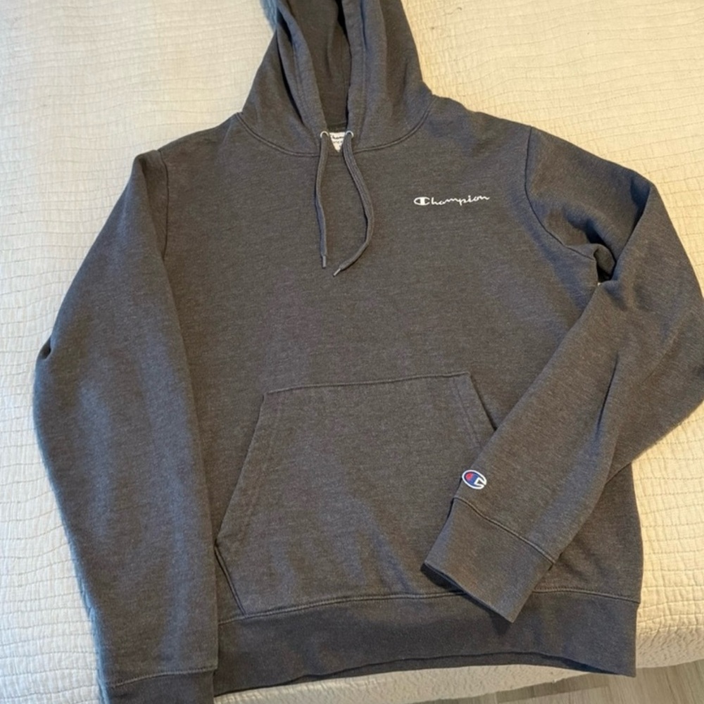 Champion Gray Athletic Sweater with Ribbed Cuffs